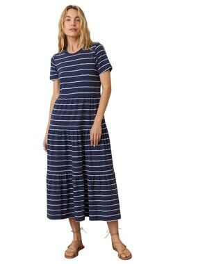 Marine Layer Navy and White Striped Midi Dress